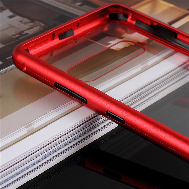 Detachable Magnetic Metal Frame + Tempered Glass Back Protection Cover for Samsung Galaxy S10 - Red-9