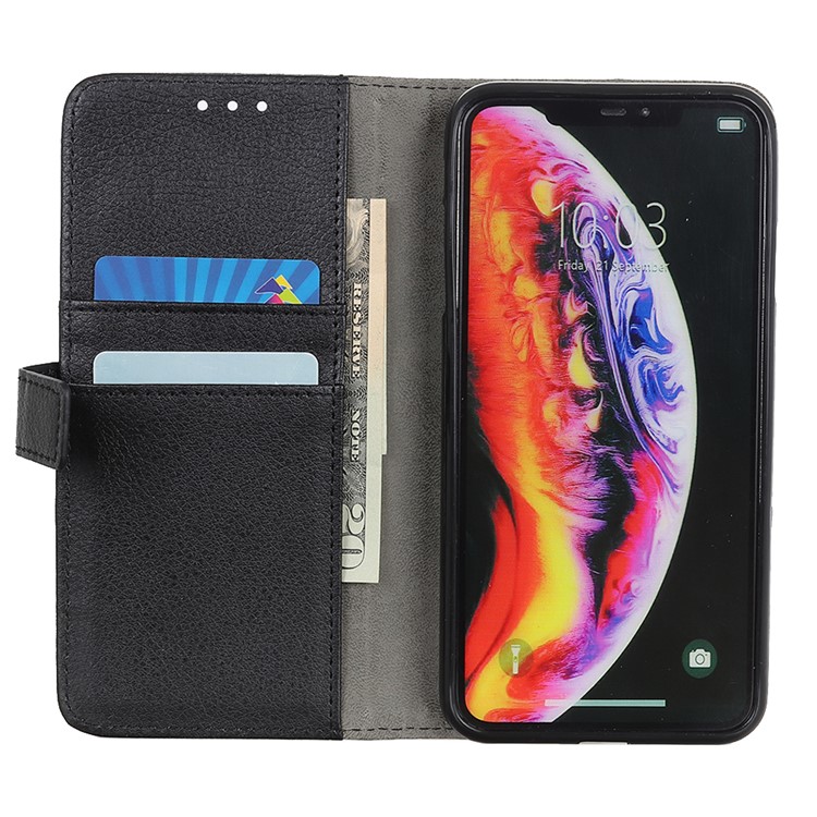 Litchi Skin Leather Wallet Case for Samsung Galaxy A10 - Black-4