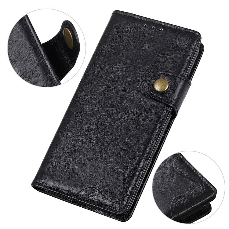 S Shape Crazy Horse PU Leather Stand Wallet Case for Samsung Galaxy A10 - Black-10