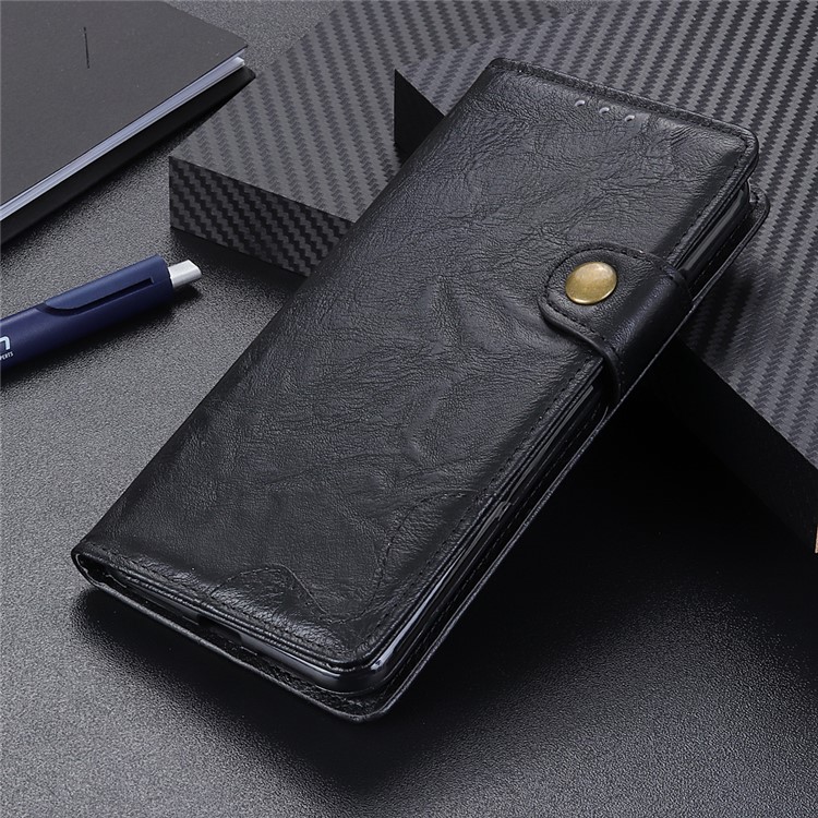 S Shape Crazy Horse PU Leather Stand Wallet Case for Samsung Galaxy A10 - Black-12