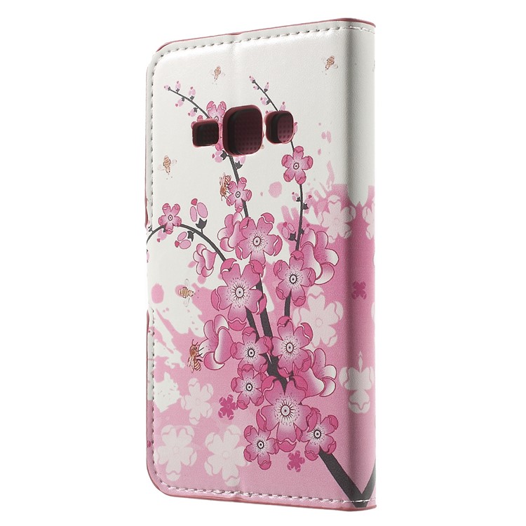 Leather Stand Wallet Shell para Samsung Galaxy J1(2016) - Flor de ameixa-2