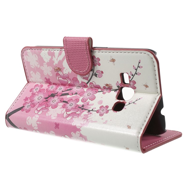 Leather Stand Wallet Shell para Samsung Galaxy J1(2016) - Flor de ameixa-3
