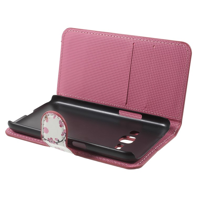 Leather Stand Wallet Shell para Samsung Galaxy J1(2016) - Flor de ameixa-5