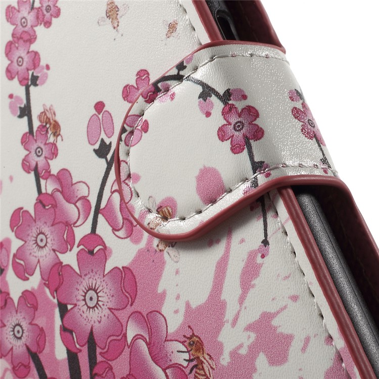Leather Stand Wallet Shell para Samsung Galaxy J1(2016) - Flor de ameixa-8