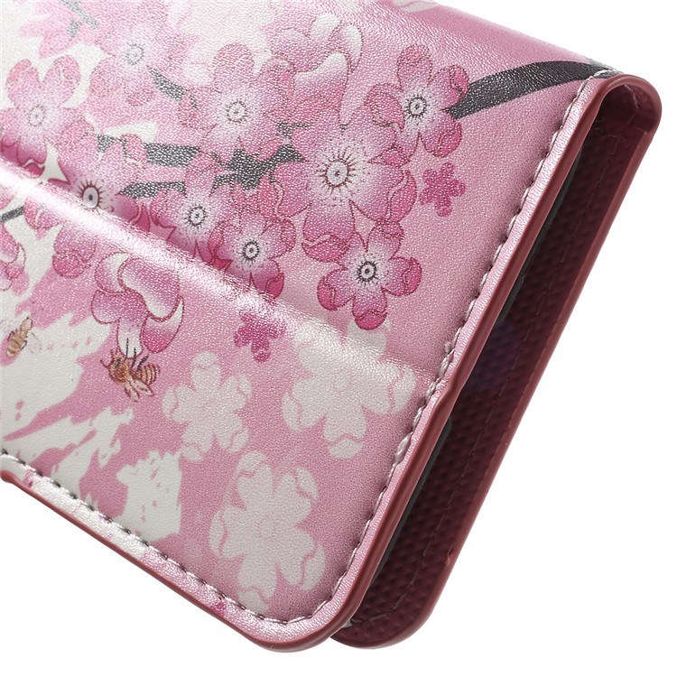 Leather Stand Wallet Shell para Samsung Galaxy J1(2016) - Flor de ameixa-9