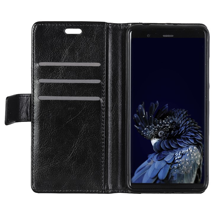 Rivet Decorated Crazy Horse Leather Wallet Stand Case for Samsung Galaxy M20 - Black-3