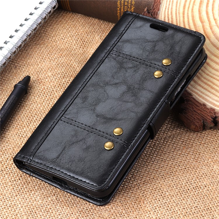 Rivet Decorated Leather Wallet Case for Samsung Galaxy M10 - Black-8