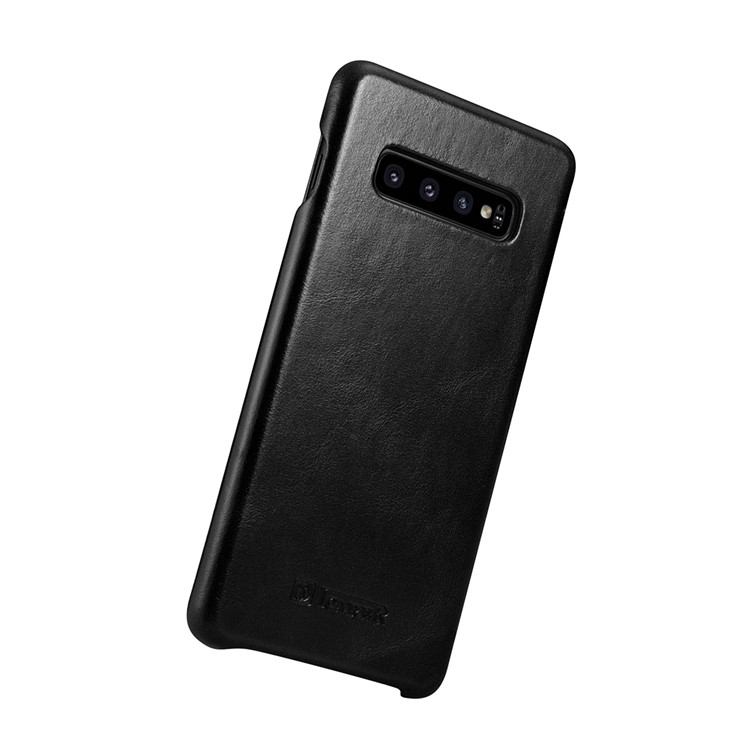 ICARER Curved Edge Vintage Genuine Leather Case for Samsung Galaxy S10 Plus - Black-3