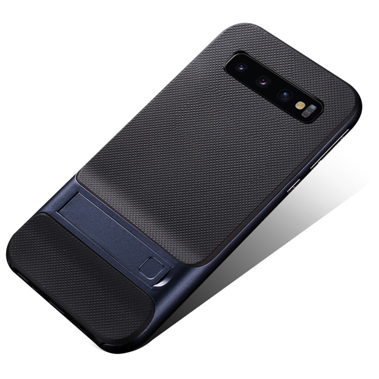 

ELEGANCE for Samsung Galaxy S10 Plus Netting Pattern TPU + PC Hybrid Cover with Kickstand - Blue, Galaxy S10 Plus