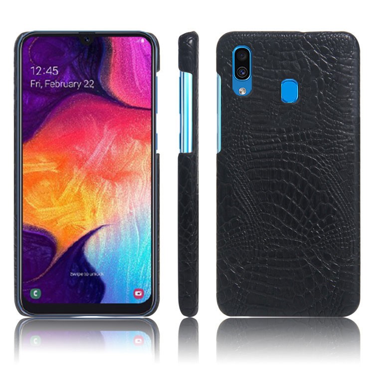 KSQ Crocodile Texture PU Leather Coated PC Case Cover for Samsung Galaxy A30 - Black-1