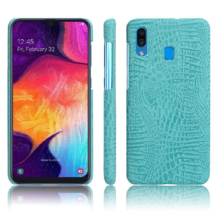 Ksq крокодиловой текстуры pu кожаный чехол с покрытием пк чехол для samsung galaxy a30 - циан