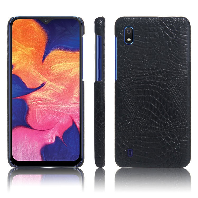 KSQ Crocodile Texture PU Leather Coated PC Phone Shell for Samsung Galaxy A10 - Black-1