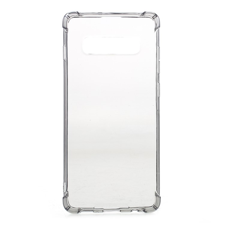 Drop-resistant TPU Mobile Phone Casing for Samsung Galaxy S10 Plus - Transparent Black-1