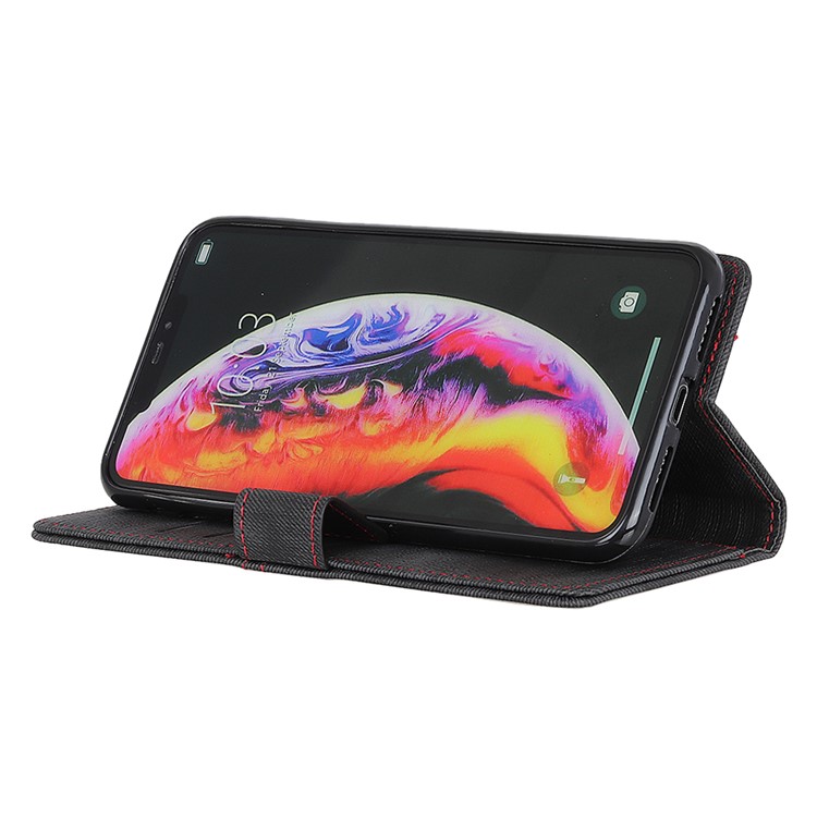 Jeans Cloth Wallet Stand Leather Phone Case for Samsung Galaxy A10 - Black-7