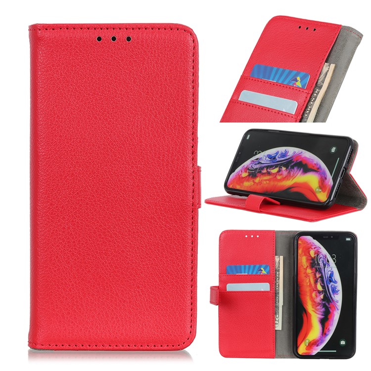 

Litchi Skin Leather Wallet Case for Samsung Galaxy M20 - Red, Galaxy M20