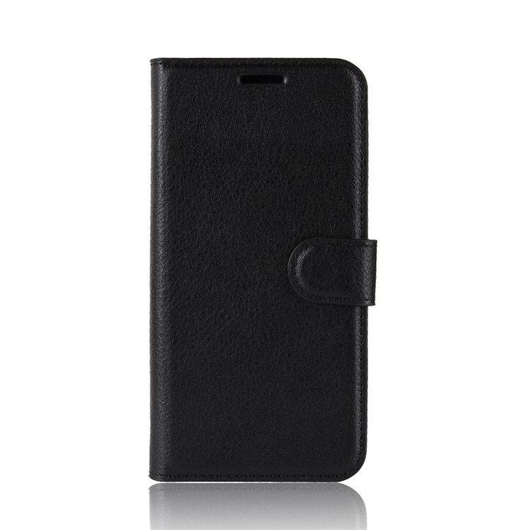 Case de Support en Cuir de Portefeuille de Peau Litchi Pour Samsung Galaxy M20 - le Noir