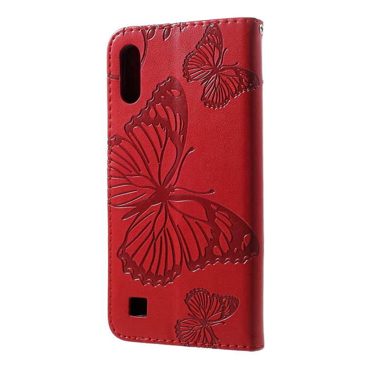 Imprint Butterfly Leather Wallet Mobile Case for Samsung Galaxy M10/A10 - Red-3