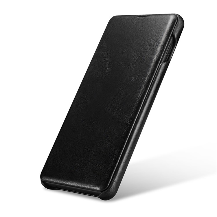 ICARER Curved Edge Vintage Genuine Leather Case Cover for Samsung Galaxy S10 - Black-10