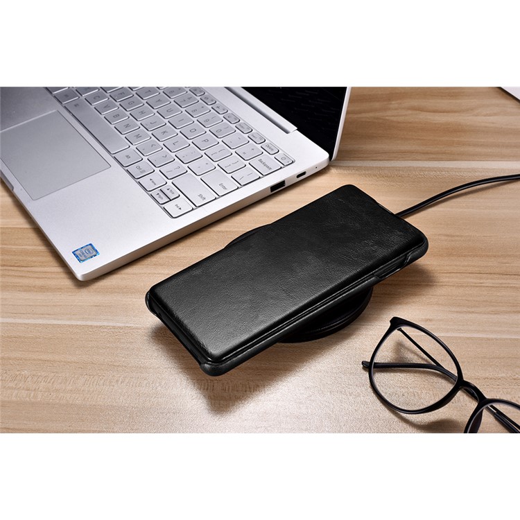 ICARER Curved Edge Vintage Genuine Leather Case Cover for Samsung Galaxy S10 - Black-12