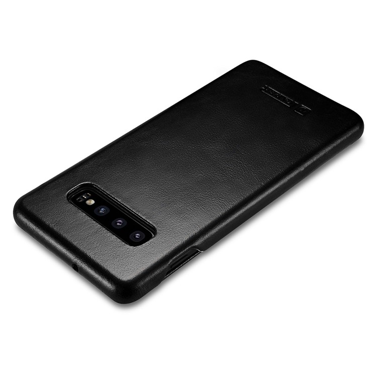 ICARER Curved Edge Vintage Genuine Leather Case Cover for Samsung Galaxy S10 - Black-3