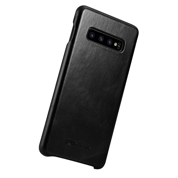ICARER Curved Edge Vintage Genuine Leather Case Cover for Samsung Galaxy S10 - Black-5