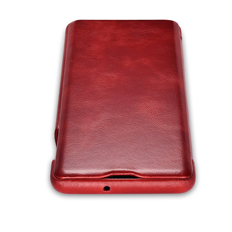 ICARER Curved Edge Vintage Genuine Leather Case Cover for Samsung Galaxy S10 - Red-7
