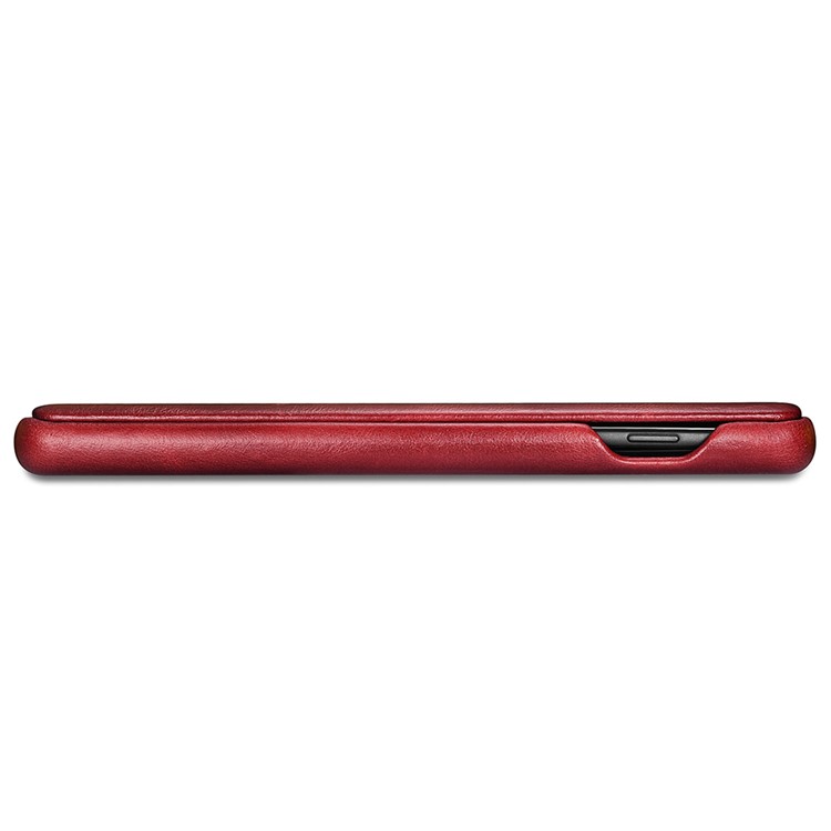 ICARER Curved Edge Vintage Genuine Leather Case Cover for Samsung Galaxy S10 - Red-8