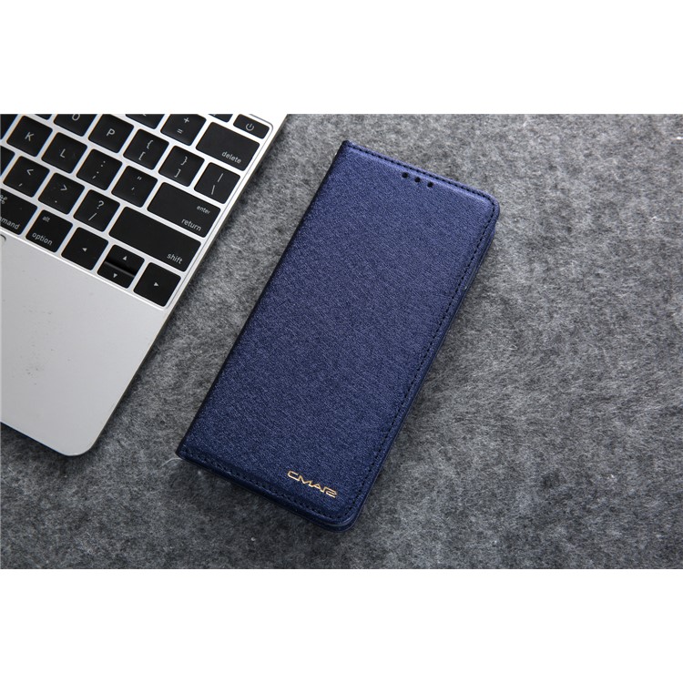 CMAI2 Silk Texture PU Leather Folio Case for Samsung Galaxy S10 Plus - Dark Blue-8