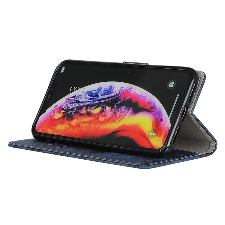 Caja Del Teléfono Del Soporte Del Cuero De La PU De La Cartera Del Estilo Del Vintage Para La Galaxia A10 De Samsung - Azul-10