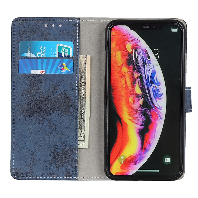 Caja Del Teléfono Del Soporte Del Cuero De La PU De La Cartera Del Estilo Del Vintage Para La Galaxia A10 De Samsung - Azul-11