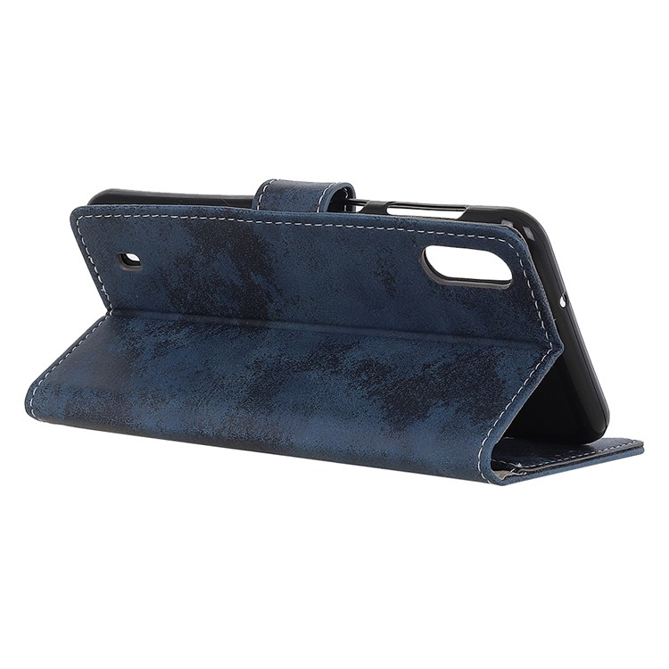 Caja Del Teléfono Del Soporte Del Cuero De La PU De La Cartera Del Estilo Del Vintage Para La Galaxia A10 De Samsung - Azul-3