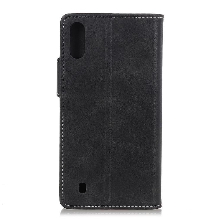 S-shape Textured Leather Wallet Case for Samsung Galaxy A10 - Black-10