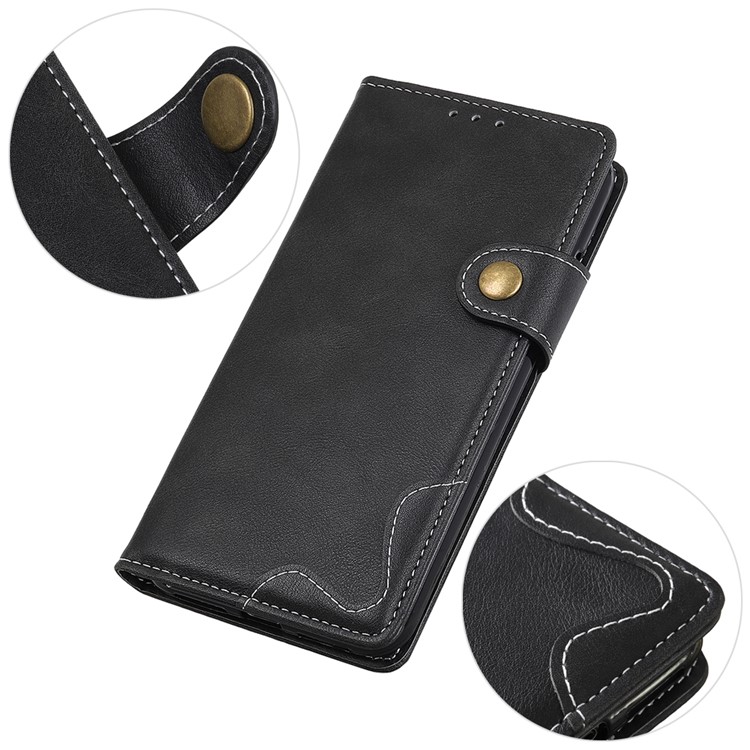 S-shape Textured Leather Wallet Case for Samsung Galaxy A10 - Black-9