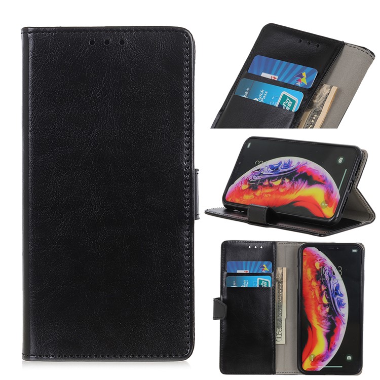 Crazy Horse Leather Wallet Stand Case for Samsung Galaxy S10 5G - Black-1