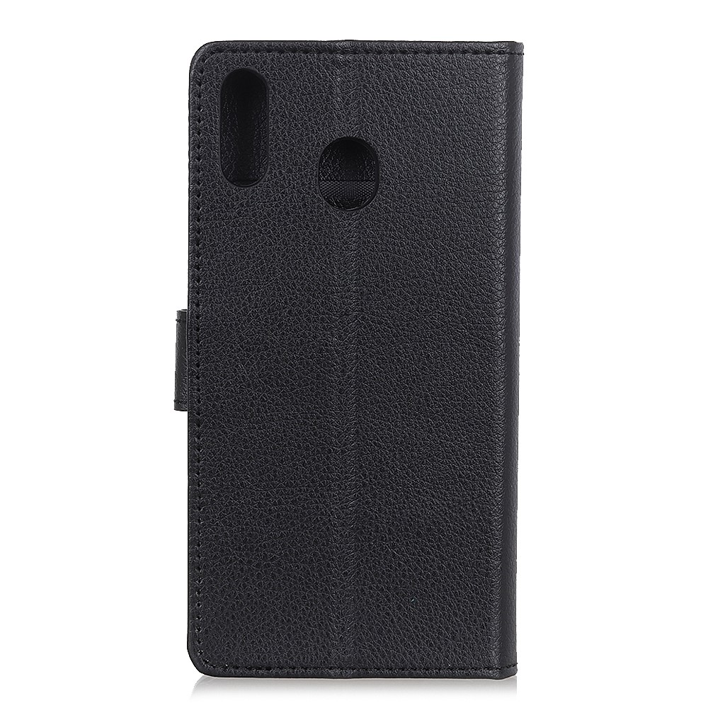 Litchi Skin Leder Brieftasche Für Samsung Galaxy A40 - Schwarz-3