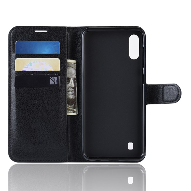 Litchi Skin Wallet Leather Stand Case for Samsung Galaxy M10 - Black-4