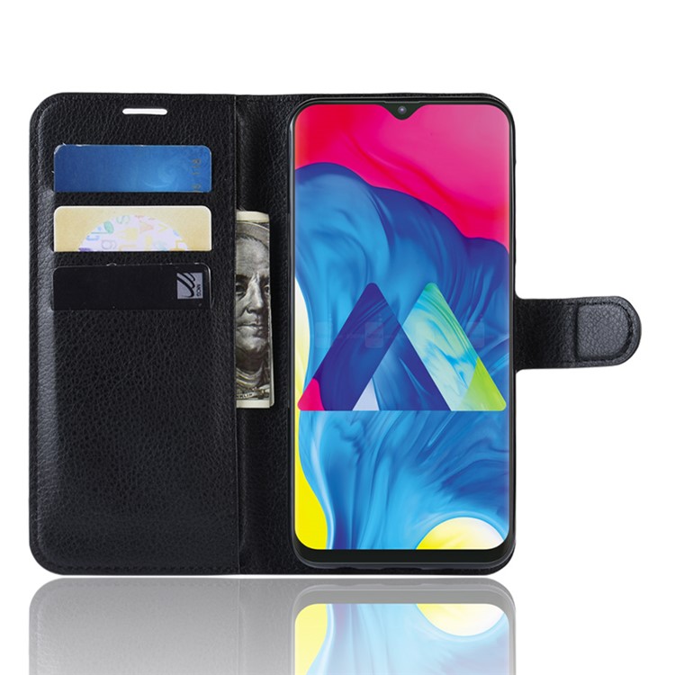 Litchi Skin Wallet Leather Stand Case for Samsung Galaxy M10 - Black-5