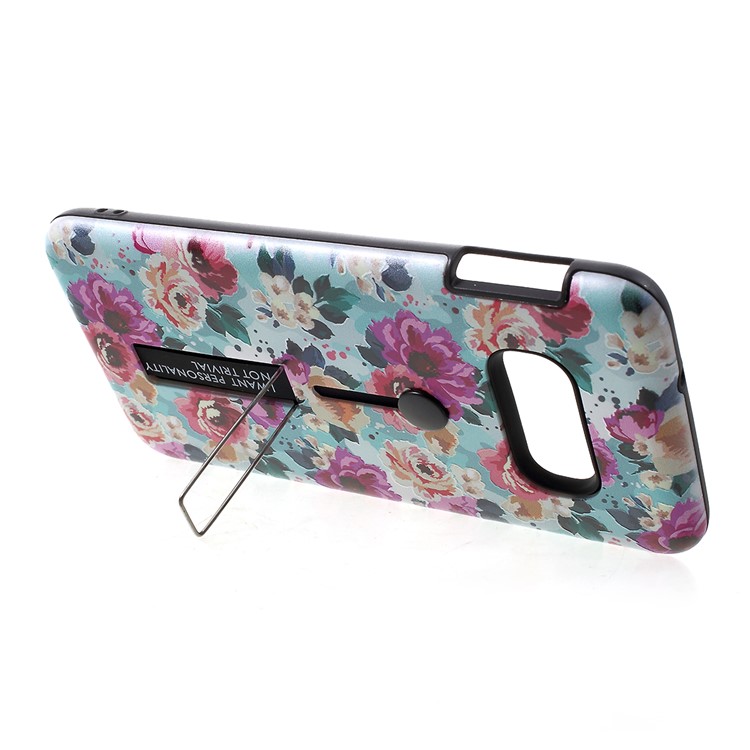 Embossment Pattern Printing TPU + Plastic Hybrid Case with Kickstand for Samsung Galaxy S10e - Style A-2