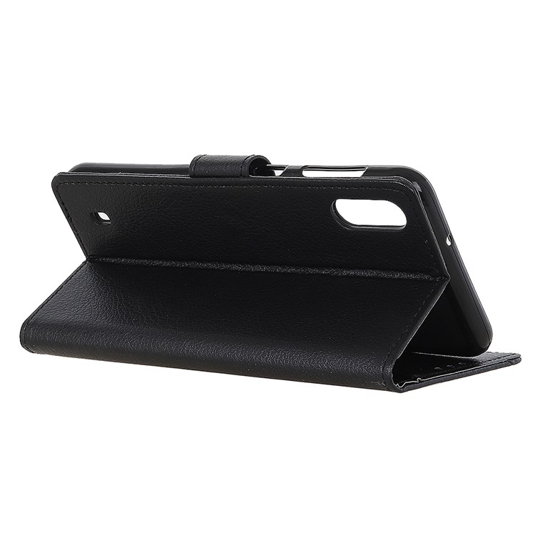 Litchi Texture Wallet Stand Leather Téléphone Mobile Téléphone Pour Samsung Galaxy A10 - le Noir