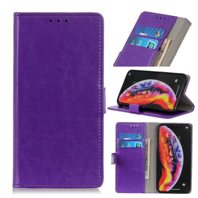 

Crazy Horse PU Leather Flip Cover with Wallet for Samsung Galaxy A30/A20 - Purple, Galaxy A30