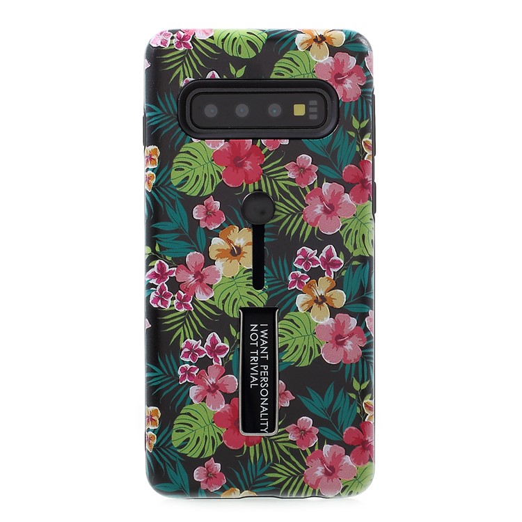 

For Samsung Galaxy S10 Plus Embossed Pattern TPU + PC Mobile Cover with Kickstand - Style M, Galaxy S10 Plus