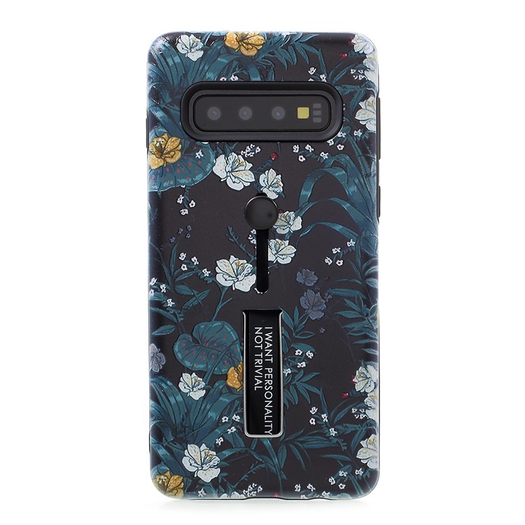 

Для Samsung Galaxy S10 Plus С Тисненым Рисунком ТПУ + ПК Мобильная Крышка С Подставкой - Стиль O, Galaxy S10 Plus