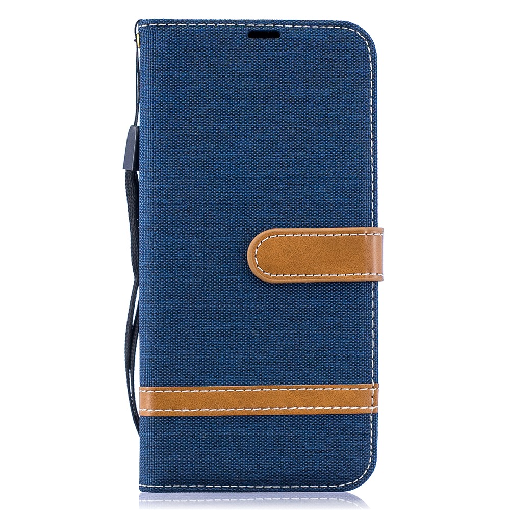 Assorted Color Jeans Cloth Wallet Stand Leather Shell for Samsung Galaxy A50 / A50s / A30s - Dark Blue-2