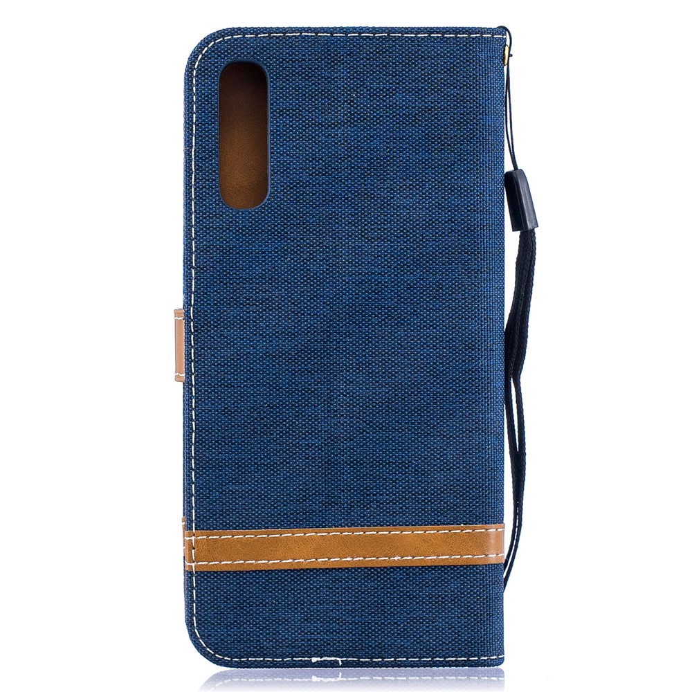 Assorted Color Jeans Cloth Wallet Stand Leather Shell for Samsung Galaxy A50 / A50s / A30s - Dark Blue-3