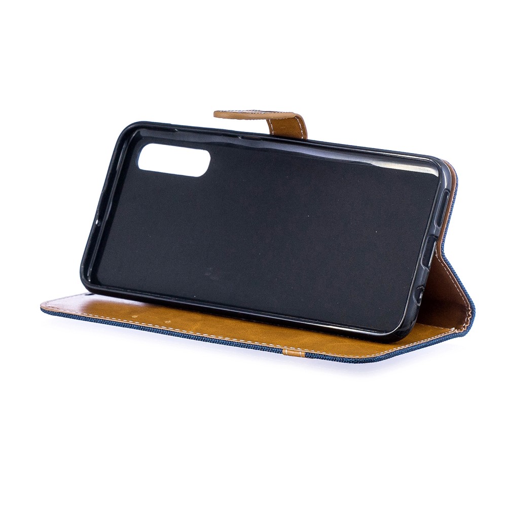 Assorted Color Jeans Cloth Wallet Stand Leather Shell for Samsung Galaxy A50 / A50s / A30s - Dark Blue-6