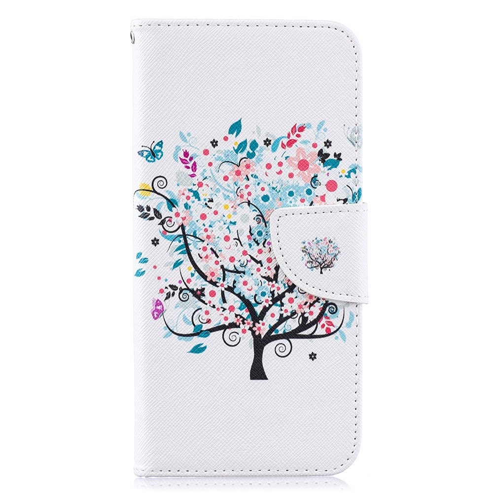 Musterdruck PU-Leder Flip Cover Für Samsung Galaxy A50 - Blühender Baum-2