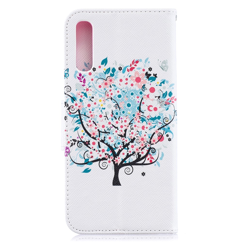 Musterdruck PU-Leder Flip Cover Für Samsung Galaxy A50 - Blühender Baum-3