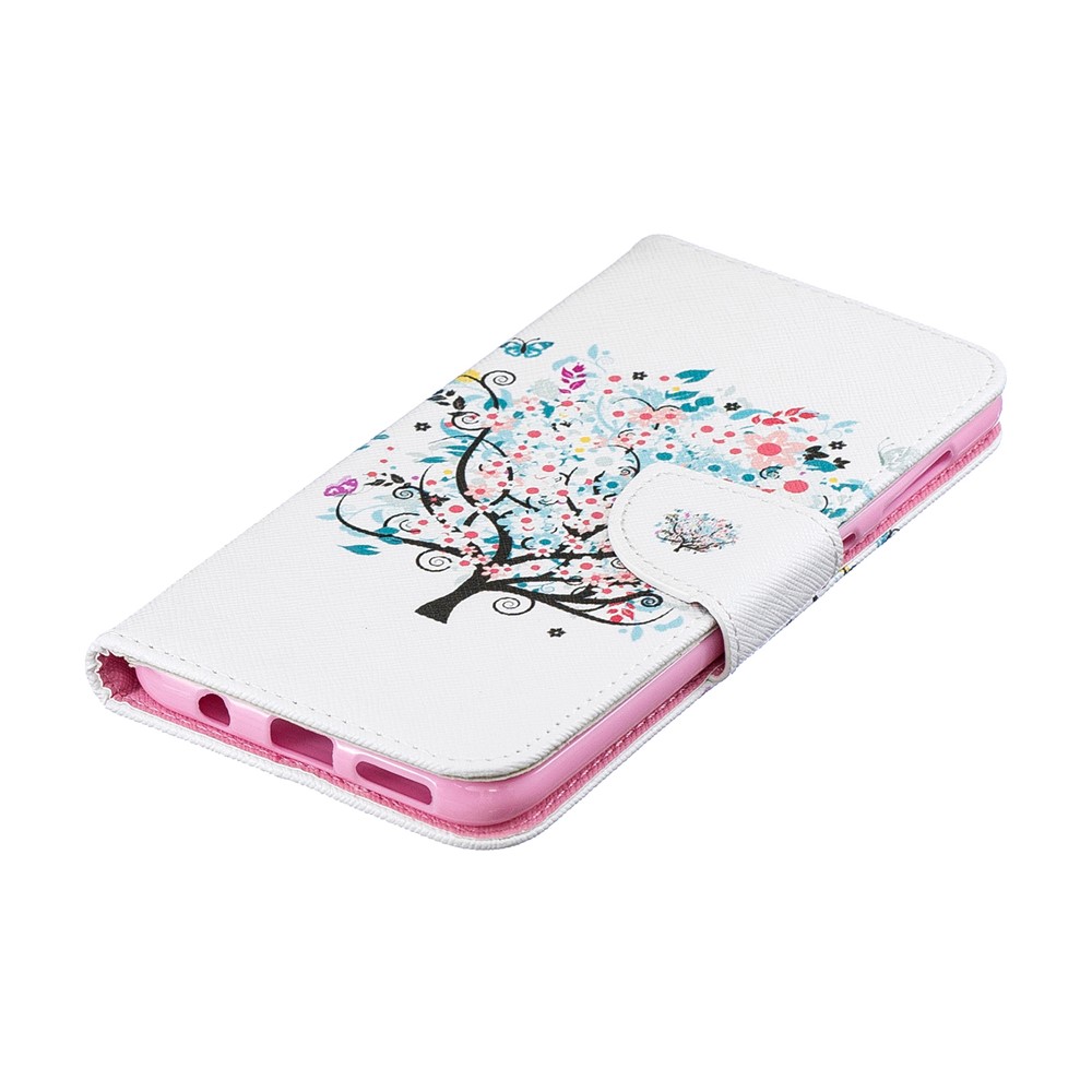 Musterdruck PU-Leder Flip Cover Für Samsung Galaxy A50 - Blühender Baum-7
