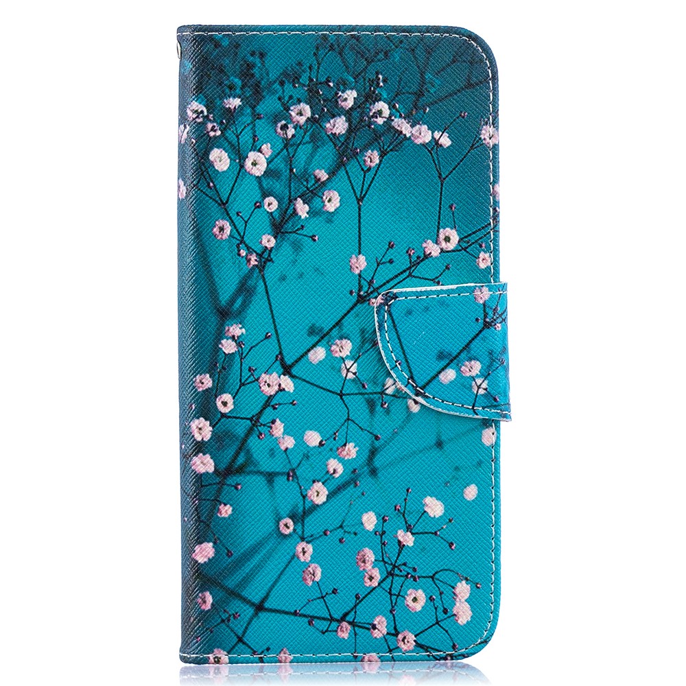 Tampa De Couro Da Aleta Do Plutônio Da Impressão Do Teste Padrão Para A Galáxia A50 De Samsung - Árvore Com Flores-2