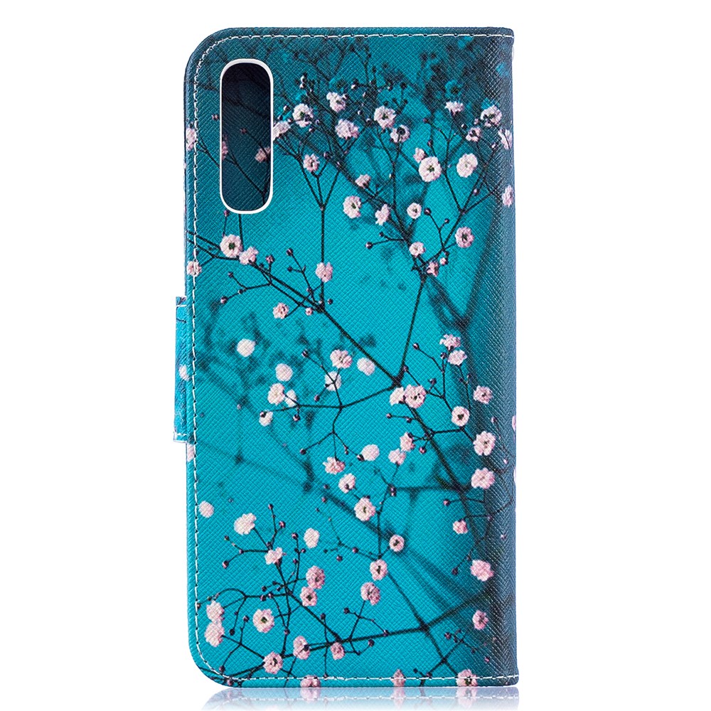 Tampa De Couro Da Aleta Do Plutônio Da Impressão Do Teste Padrão Para A Galáxia A50 De Samsung - Árvore Com Flores-3